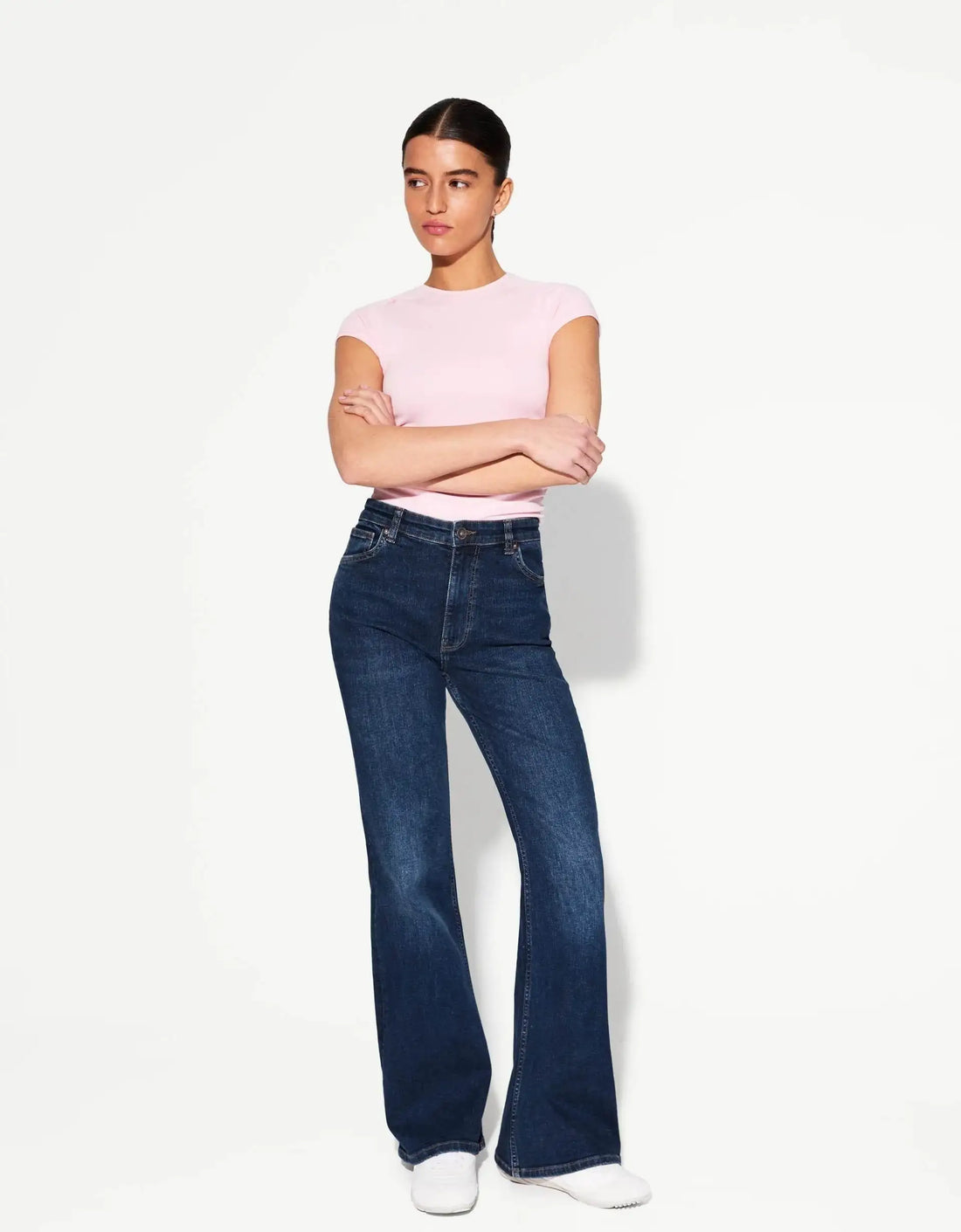 Bershka Dark Blue High-Waisted Flare Jeans. (Without Blasting and Whisker). - lessthan1thousand
