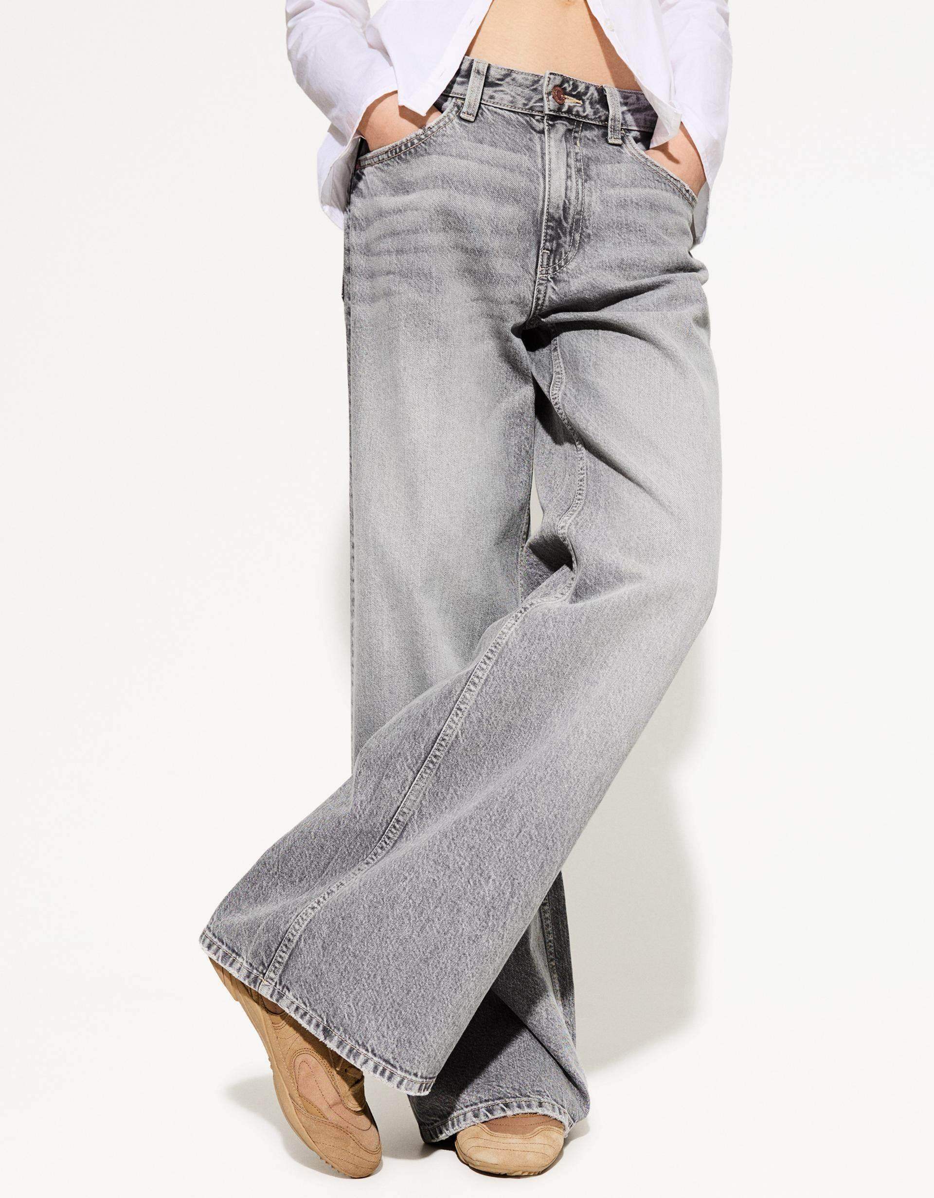 Zara Light Grey Wide-Leg Jeans. (Minor Fault) - lessthan1thousand