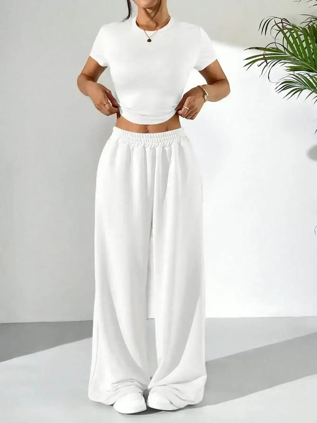 LT1K White Fix Belt Wide-Leg Trouser (Made For Summer). - lessthan1thousand
