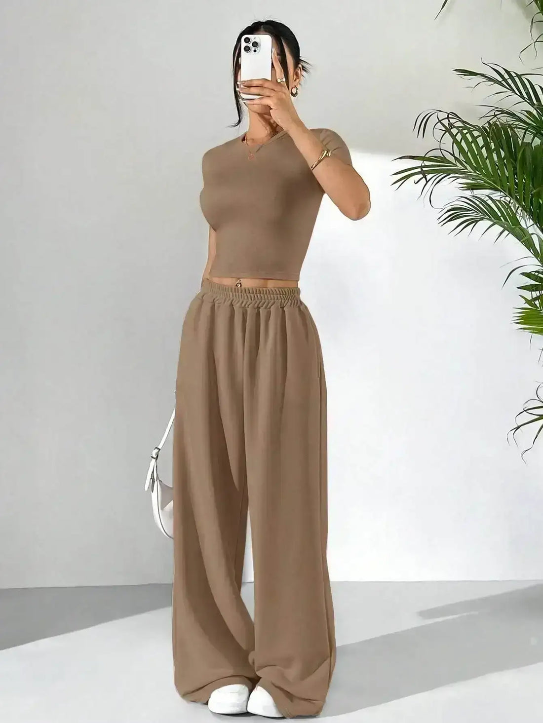 LT1K Brown Fix Belt Wide-Leg Trouser (Made For Summer). - lessthan1thousand