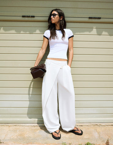 LT1K Slim White Contrast T-Shirt