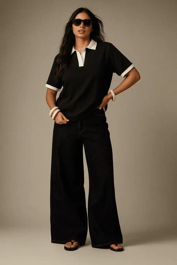 LT1K Essential Black Loose Polo. - lessthan1thousand