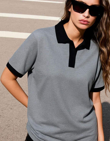 LT1K Essential Steel Grey Loose Polo. - lessthan1thousand