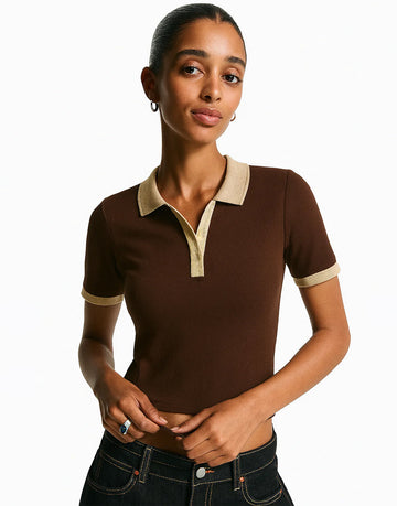 LT1K Essential Coffee Brown Slim Polo.