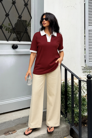 LT1K Essential Maroon Loose Polo.