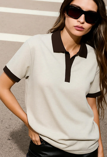 LT1K Essential Sand Loose Polo.
