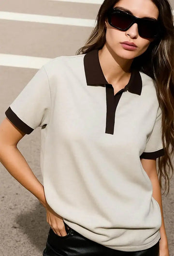 LT1K Essential Sand Loose Polo. - lessthan1thousand