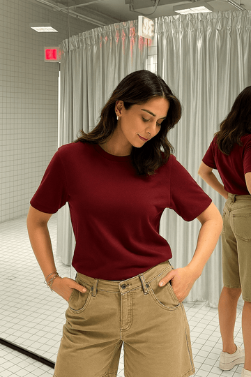 LT1K Loose Maroon Essential T-Shirt.