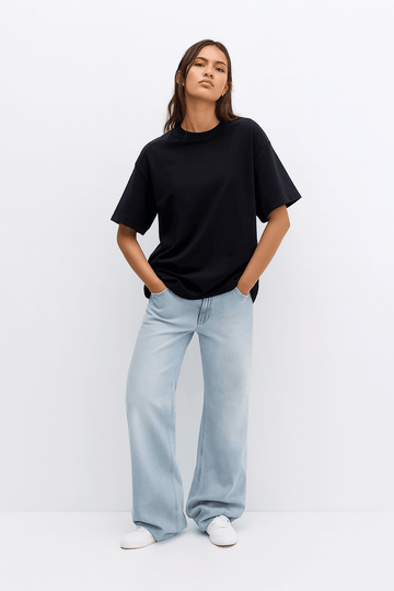 LT1K Loose Pure Black Essential T-Shirt