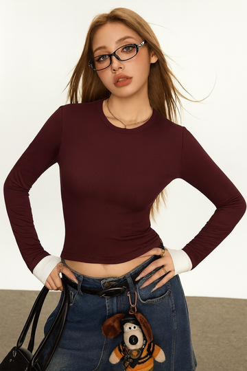 LT1K Maroon Essential Full-Sleeves Slim T-Shirt.(Perfect For All Season)