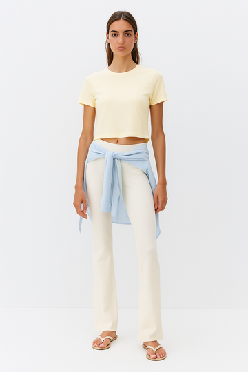 LT1K Crop Loose Sand Essential T-Shirt