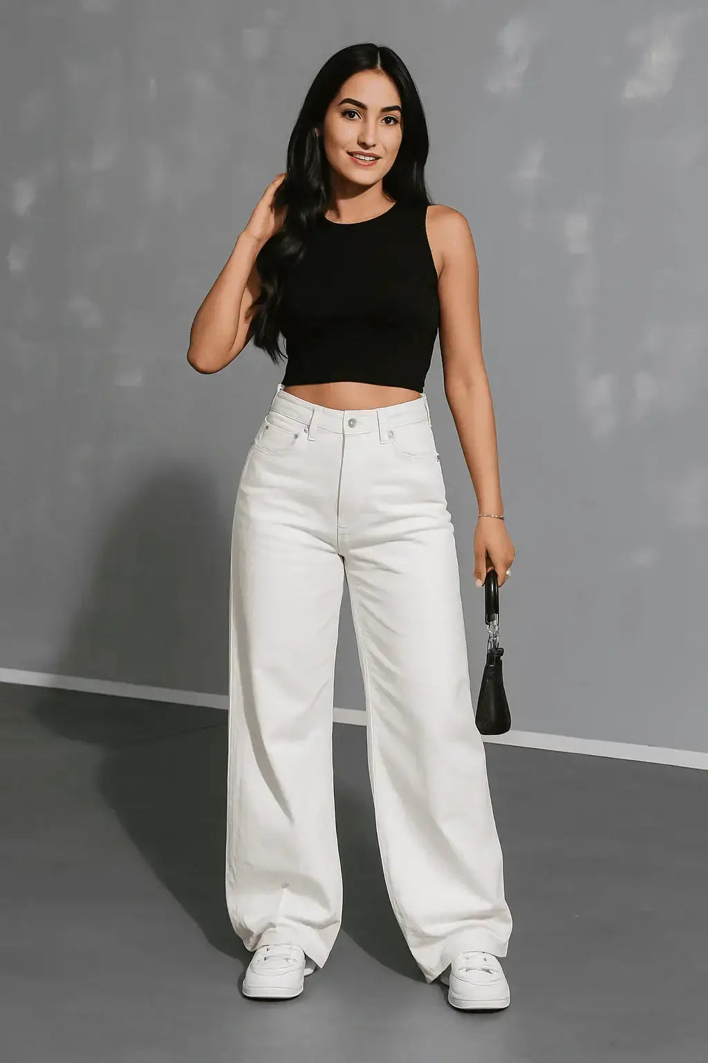 Bershka White High-Waist Loose Leg Jeans. - lessthan1thousand