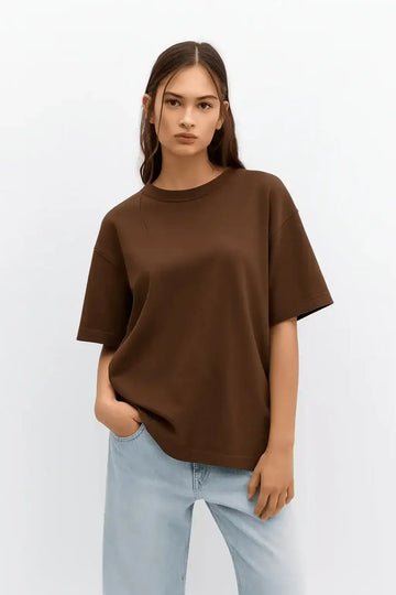 LT1K Loose Coffee Brown Essential T-Shirt - lessthan1thousand