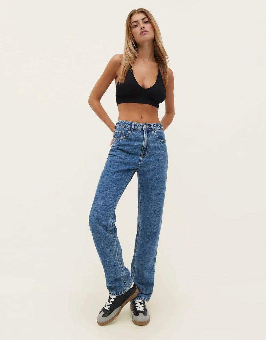 Dark Blue Slim Straight Long Length Jeans - lessthan1thousand