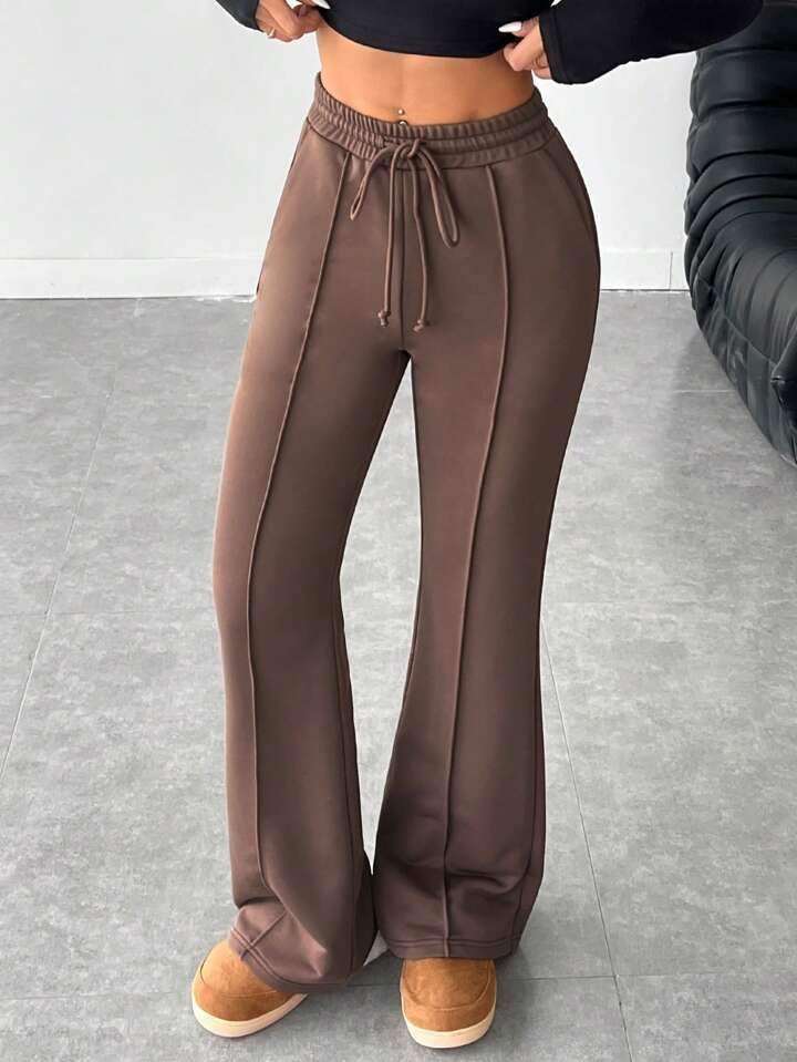 LT1K Brown Front-Seam Flare Trouser(Perfect For All Season)