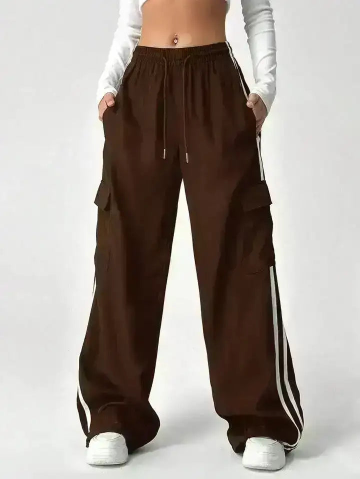 LT1K BrownSide Stripe Cargo Wide-Leg Trouser (Made For Summer). - lessthan1thousand