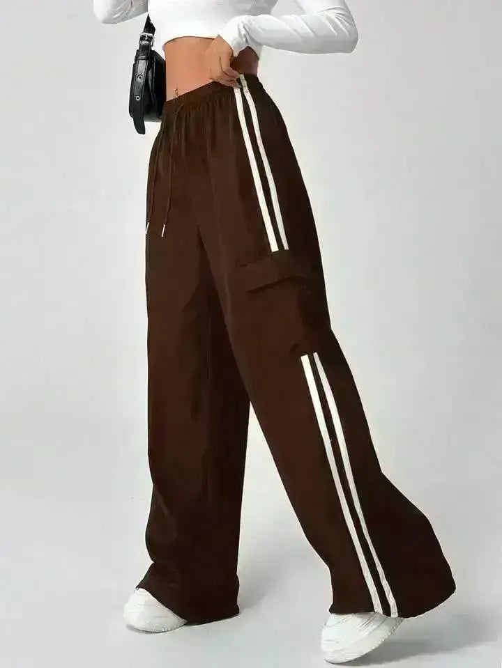 LT1K BrownSide Stripe Cargo Wide-Leg Trouser (Made For Summer). - lessthan1thousand