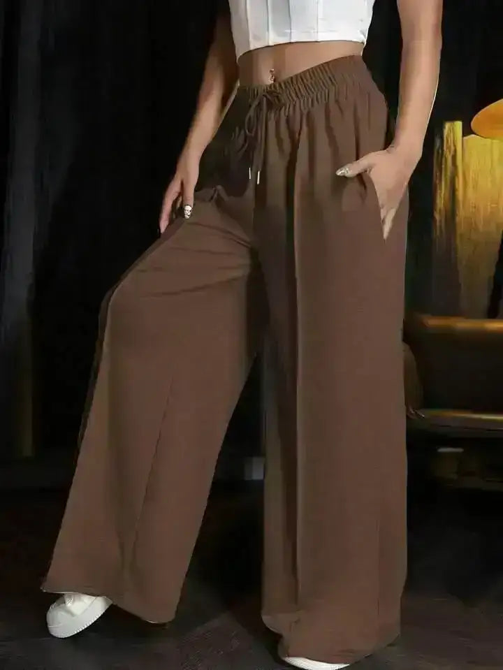 LT1K Brown Front-Seam Wide-Leg Trouser (Made For Summer). - lessthan1thousand