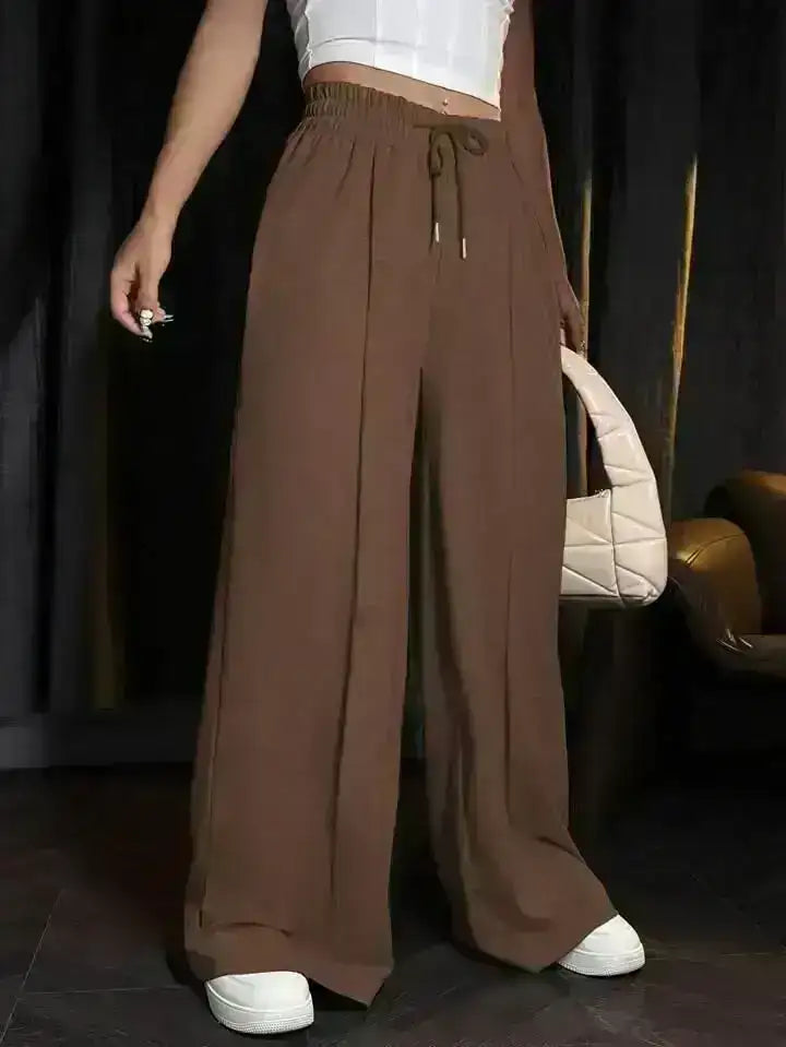 LT1K Brown Front-Seam Wide-Leg Trouser (Made For Summer). - lessthan1thousand