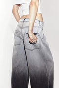 LT1K Black Two-Tone Wide-Leg Jeans. (Minor Fault) - lessthan1thousand