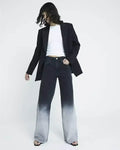 LT1K Black Two-Tone Wide-Leg Jeans (Stitched Hem). (Minor Fault) - lessthan1thousand