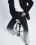 LT1K Black Two-Tone Wide-Leg Jeans (Stitched Hem). (Minor Fault) - lessthan1thousand