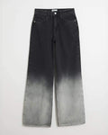 LT1K Black Two-Tone Wide-Leg Jeans (Stitched Hem). (Minor Fault) - lessthan1thousand
