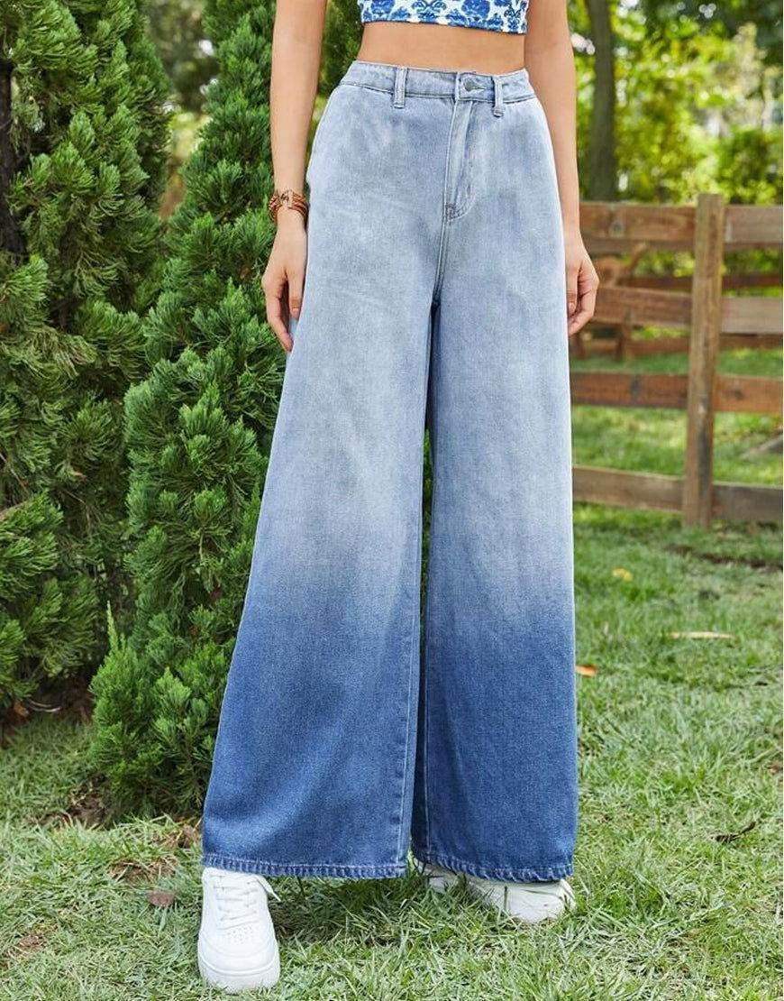 LT1K Blue Two-Tone Wide-Leg Jeans. (Minor Faults) - lessthan1thousand