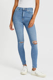 Light Blue High-Rise Knee Ripped Skinny Jeans lessthan1thousand