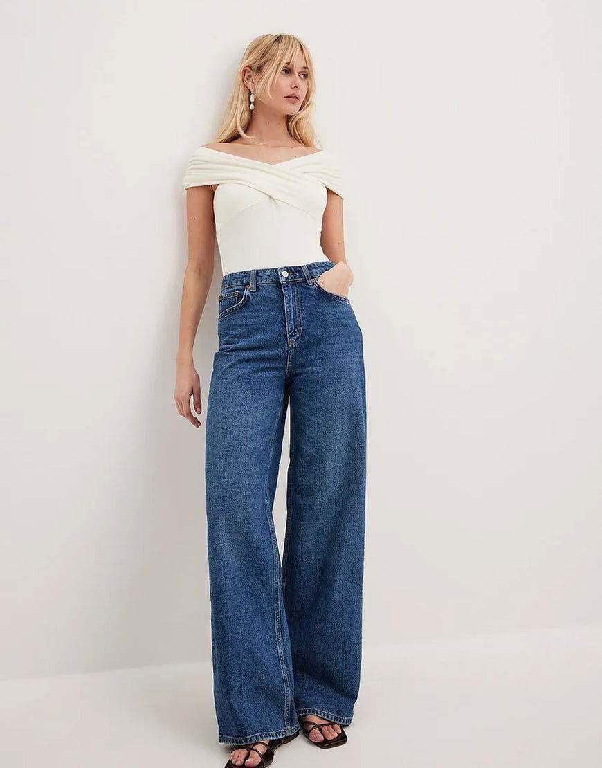 Zara Bershka Zara Jeans Palazzo Zara Dark-Blue Wide Leg Jeans