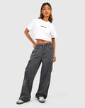 MANGO Dark Grey High-Waisted Cargo Wide-Leg Jeans. - lessthan1thousand