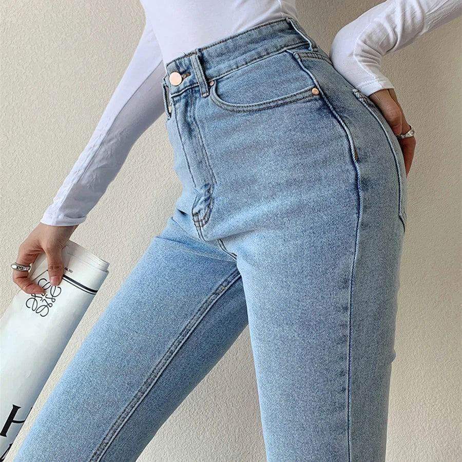 Light Blue High-Waisted Flare Jeans (Minor Fault) - lessthan1thousand