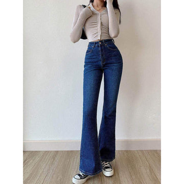 Bershka Dark Blue High-Waisted Flare Jeans. - lessthan1thousand
