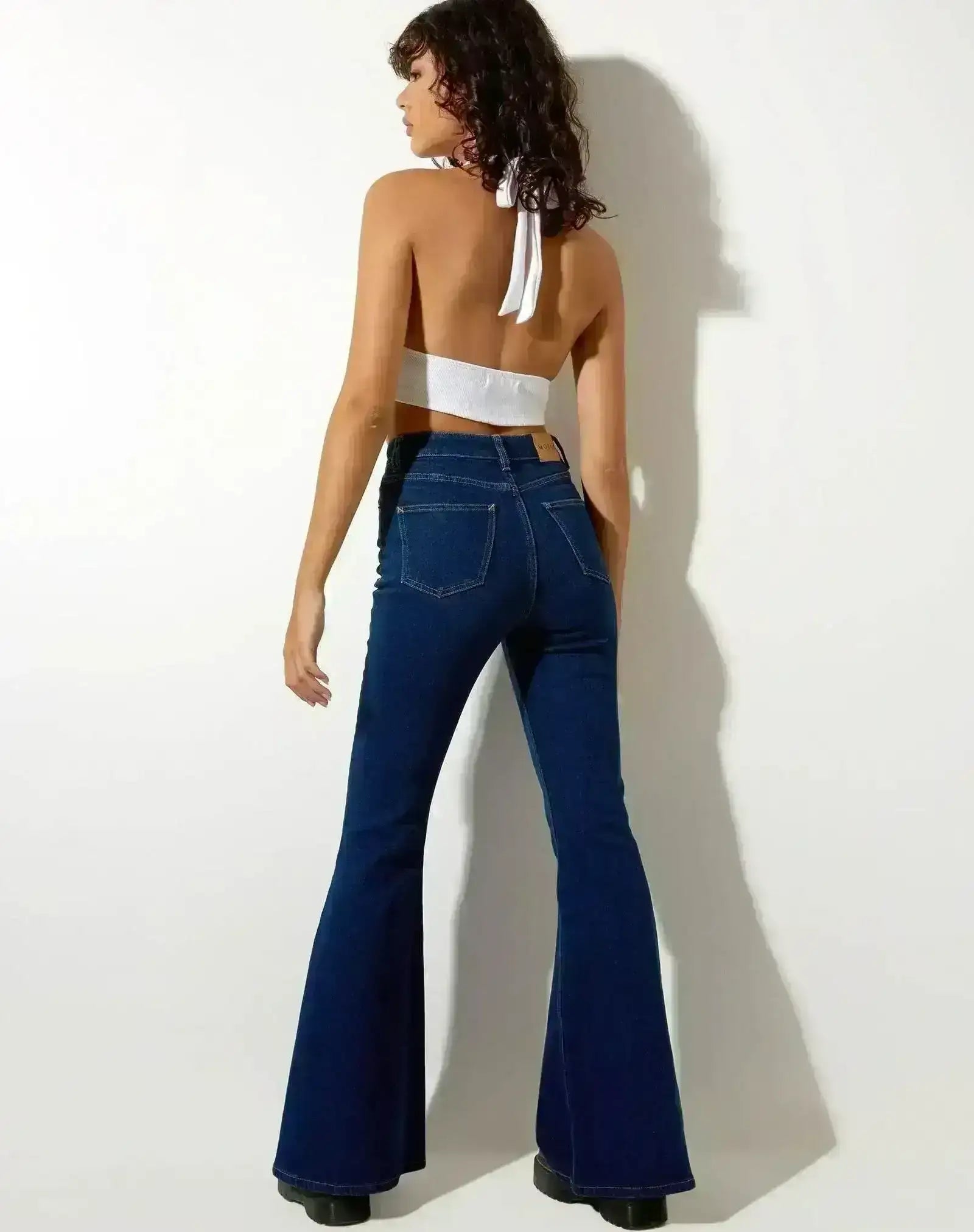 Bershka Dark Blue High-Waisted Flare Jeans. - lessthan1thousand