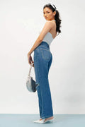 ZARA Dark Blue Knee-Ripped High-Waisted Wide-Leg Jeans. - lessthan1thousand