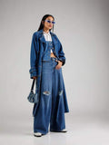 ZARA Dark Blue Knee-Ripped High-Waisted Wide-Leg Jeans. - lessthan1thousand