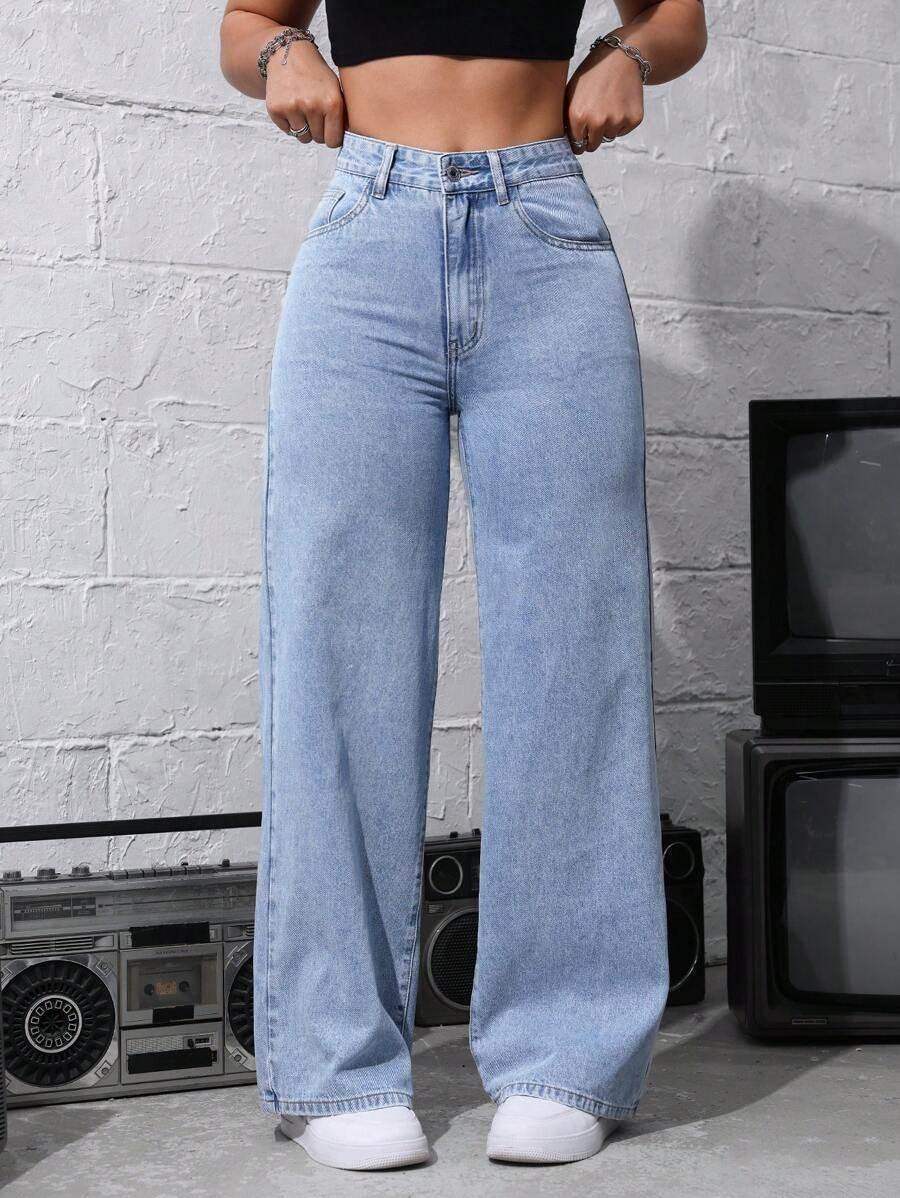 Bershka Light-Blue High-Waisted Loose Jeans - lessthan1thousand