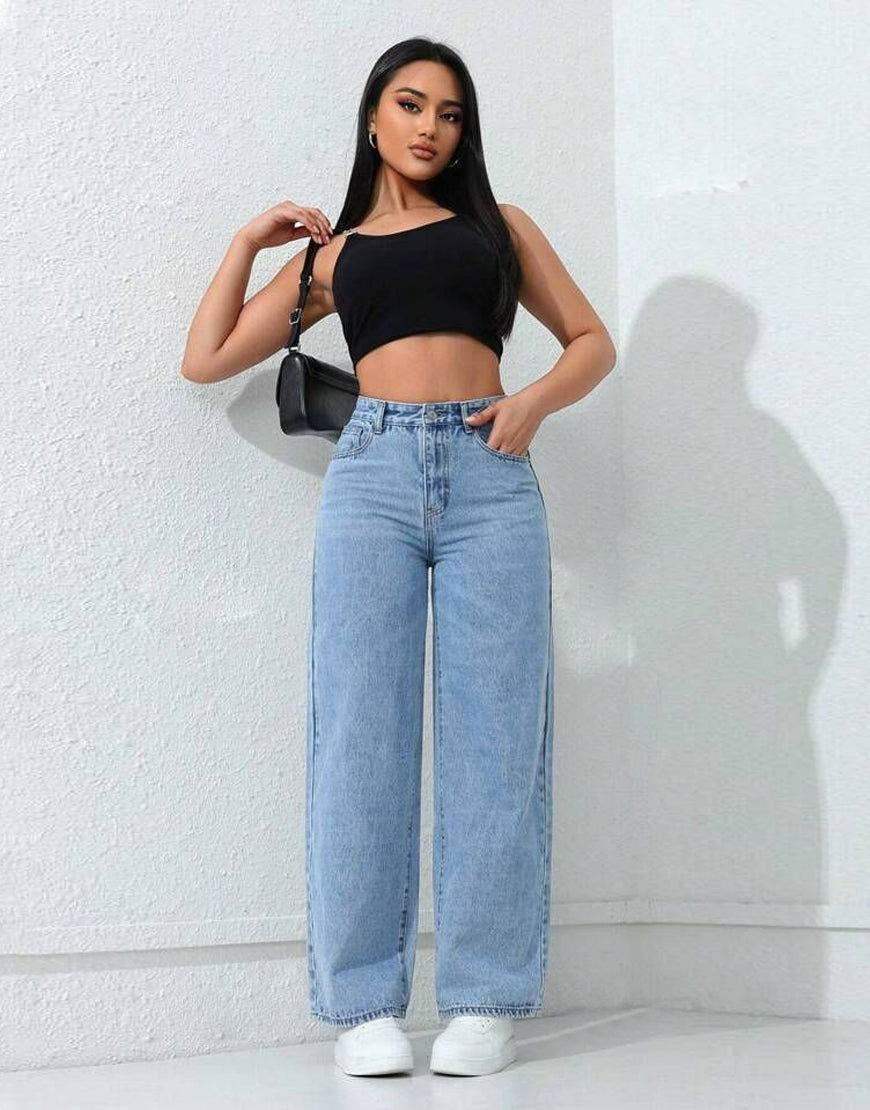 Bershka Light-Blue High-Waisted Loose Jeans. - lessthan1thousand