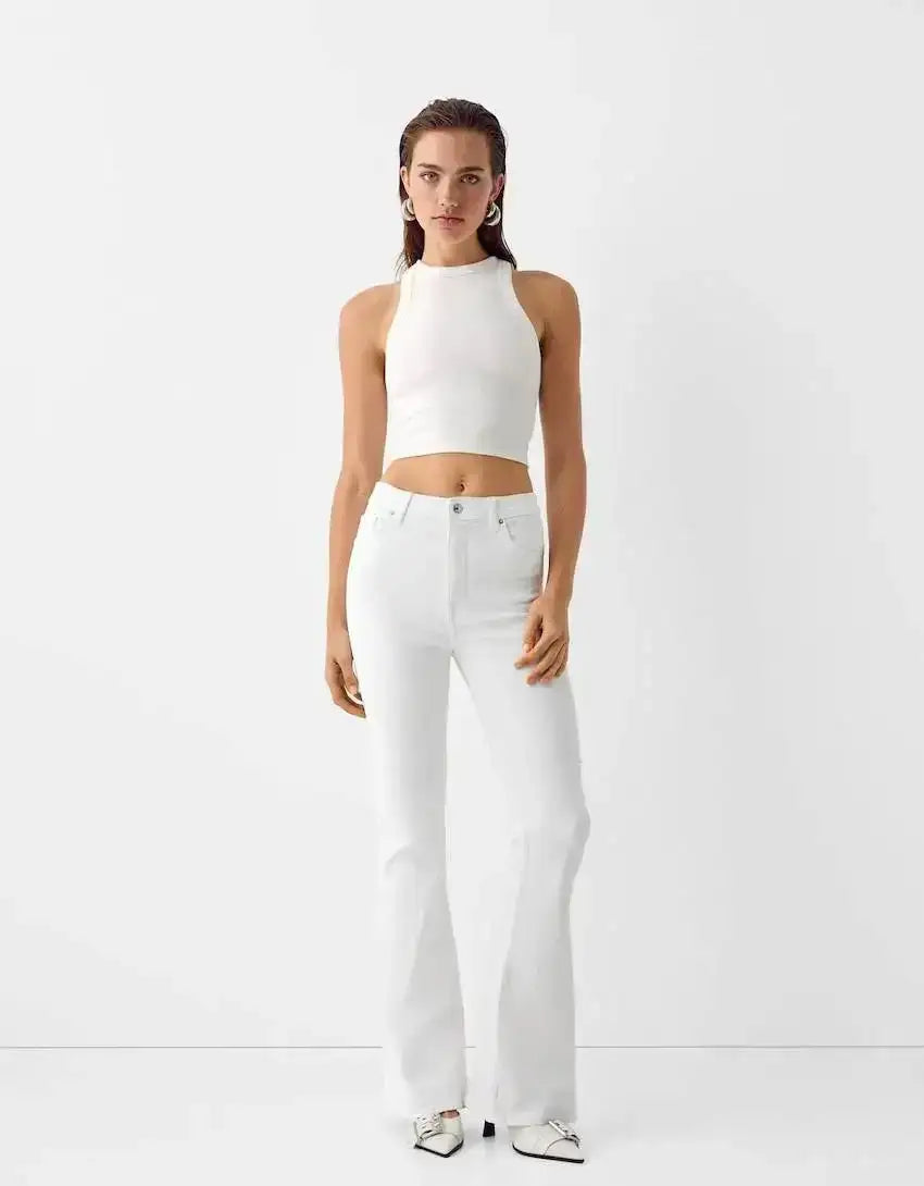 Bershka White Flare Jeans - lessthan1thousand