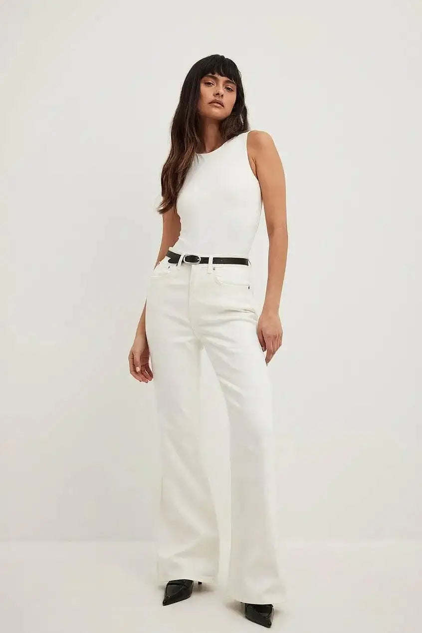 Bershka White Flare Jeans - lessthan1thousand