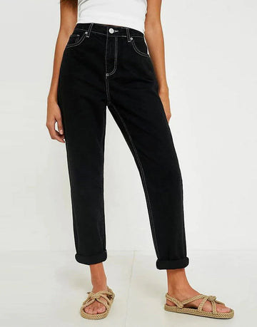 Black Crop Length High-Waisted Jeans. (Length 32-35)