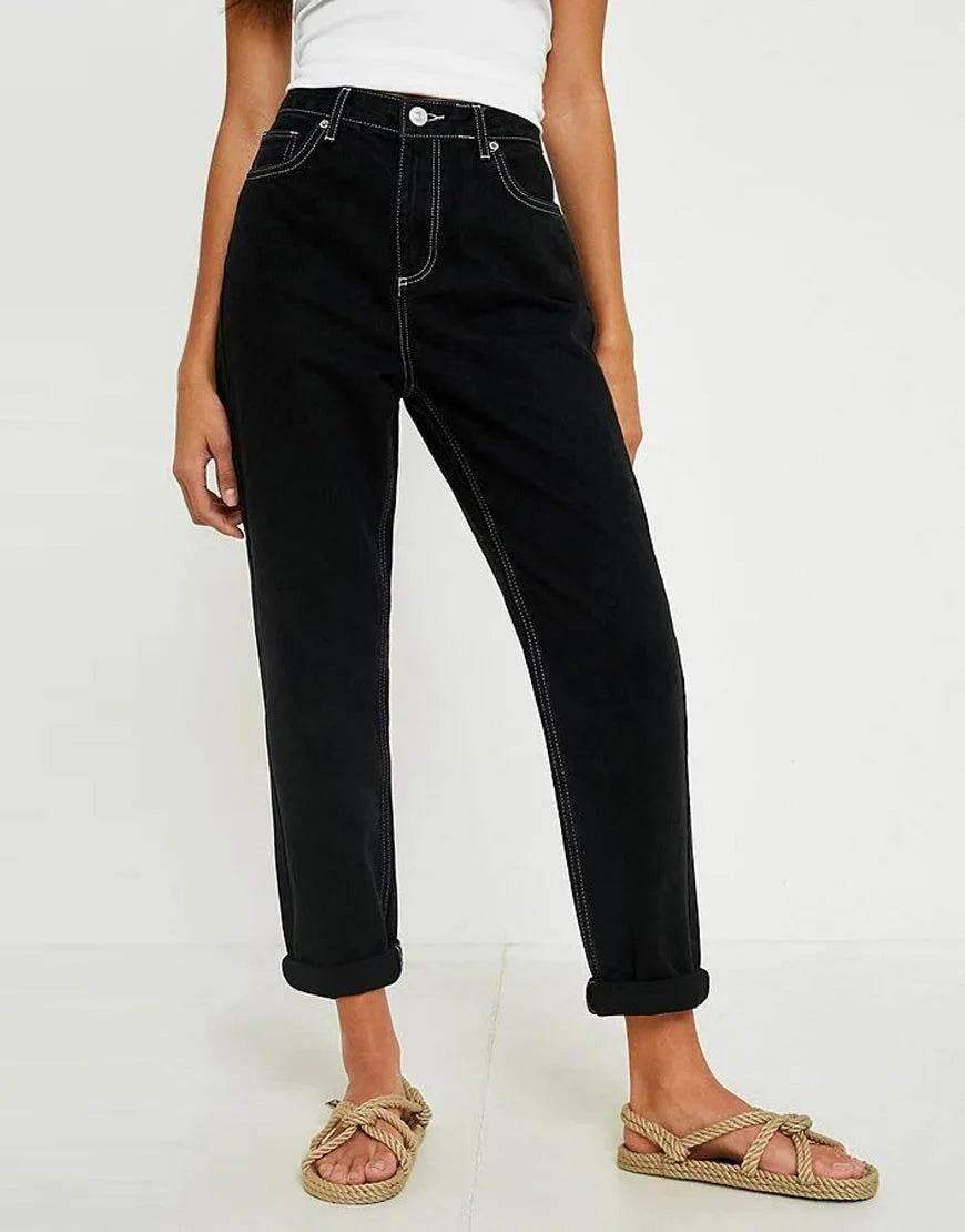 Black Crop Length High-Waisted Jeans. (Length 32-35) - lessthan1thousand