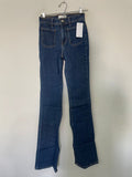 Blue High-Waist Front Pocket Flare Jeans