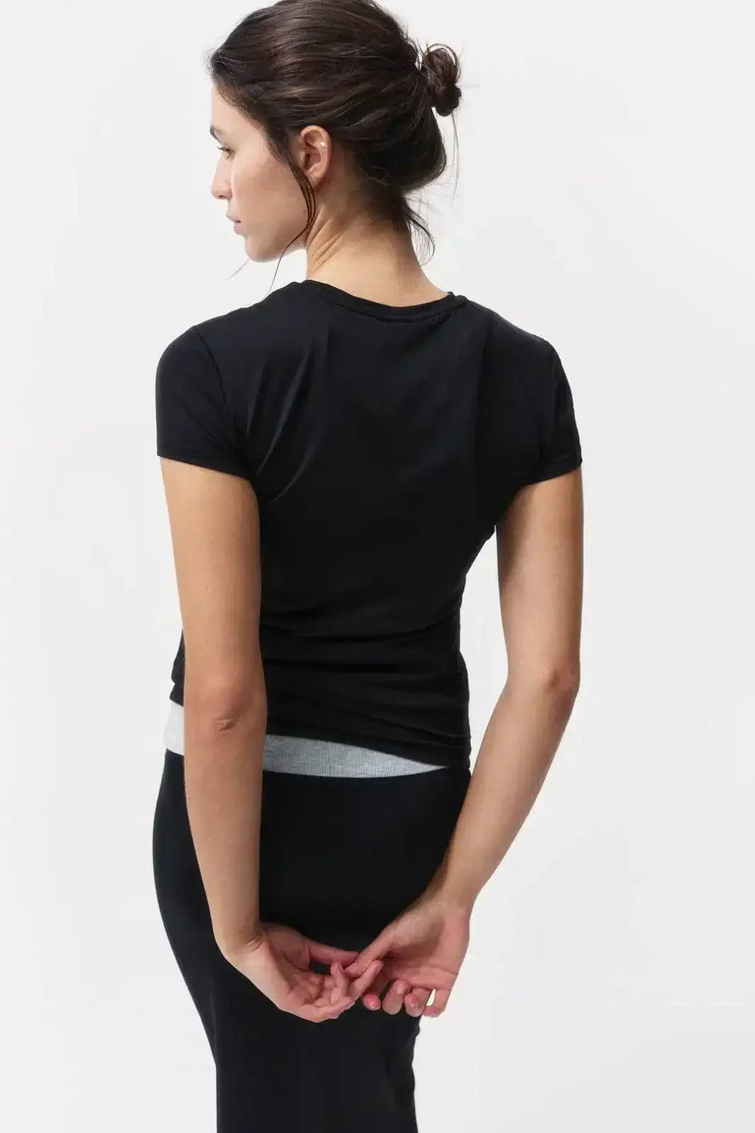 LT1K Slim Pure Black Essential T-Shirt. - lessthan1thousand