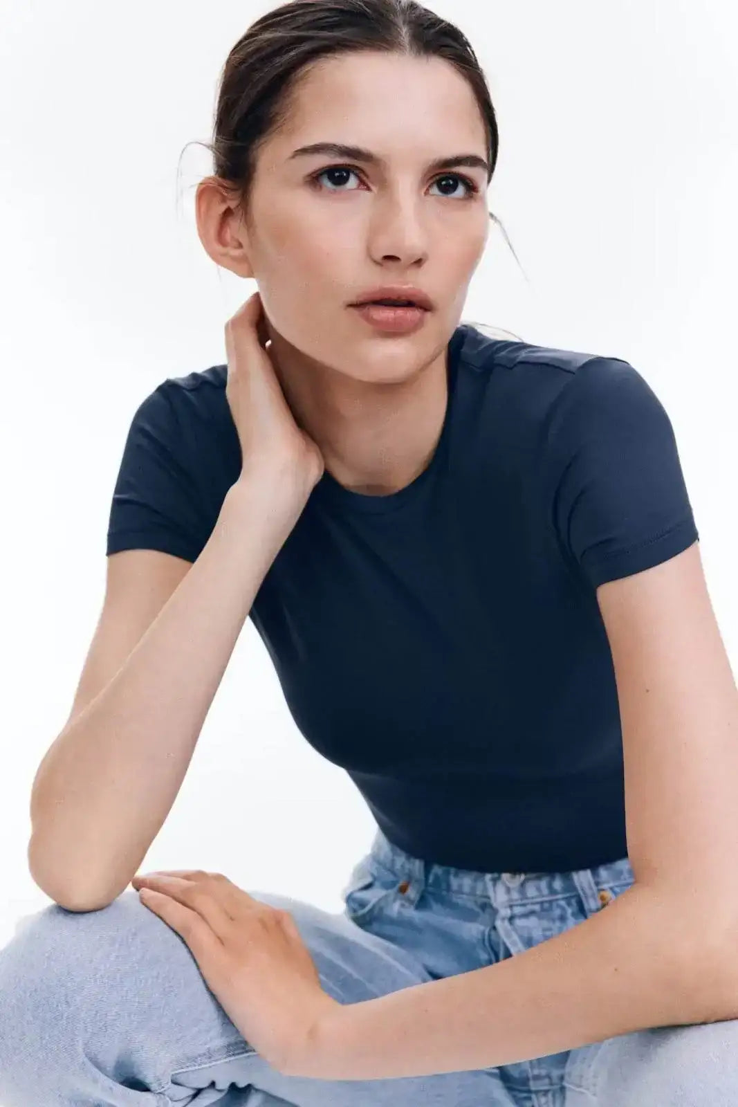 LT1K Slim Navy Blue Essential T-Shirt. - lessthan1thousand