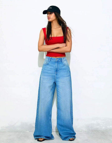ZARA MID-Blue Wide Leg Jeans. - lessthan1thousand