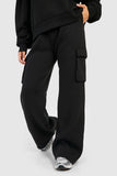 LT1K Pure Black Cargo Wideleg Knit Trouser