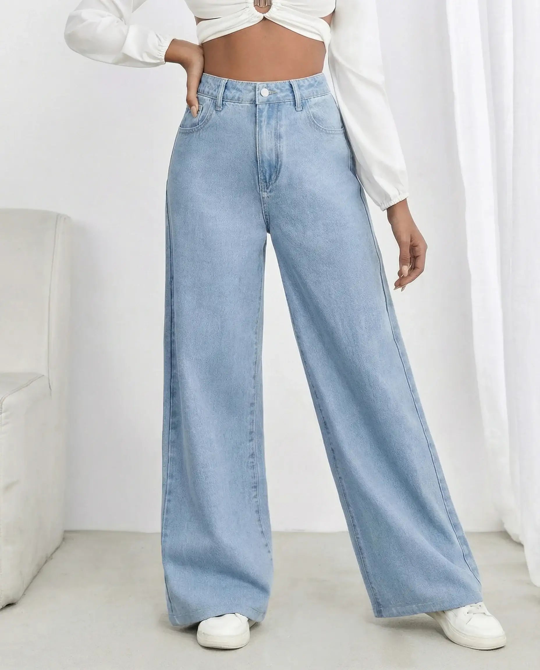 LT1K High Waisted Light Blue Wide-Leg Jeans. – lessthan1thousand