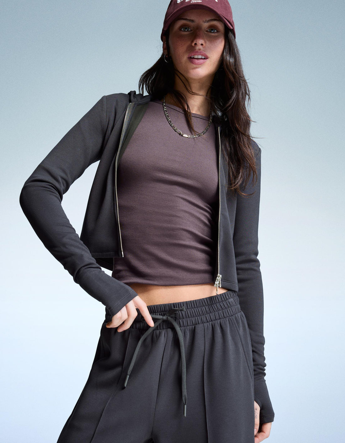 LT1K Zip-Up Slim Navy-Blue hoodie.