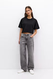 LT1K Crop Loose Pure Black Essential T-Shirt